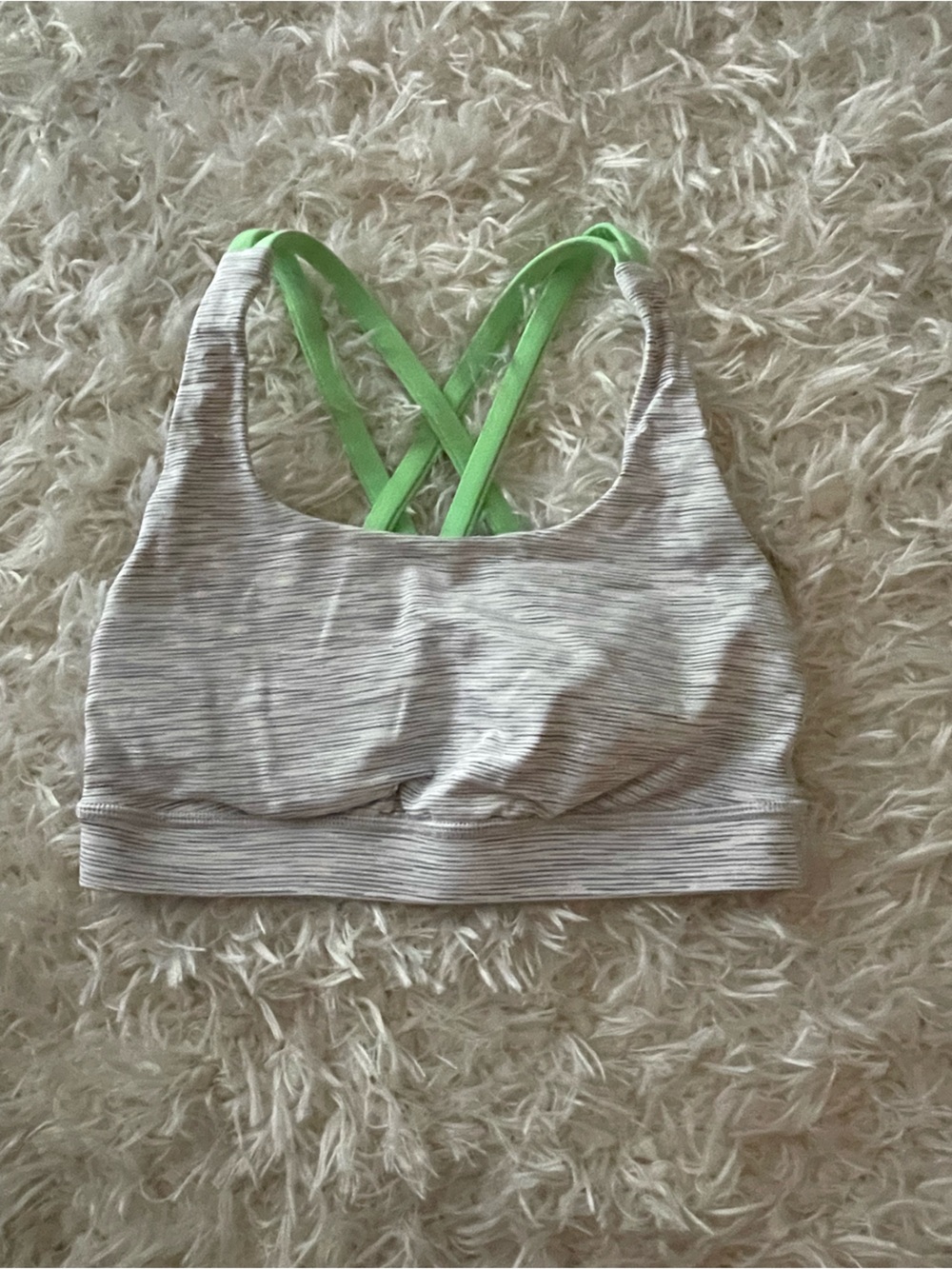 lululemon athletica Gray Strappy Sports Bra with Lime Green Cross Straps